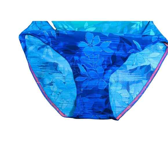 Islander Womens Ombre Floral Padded Halter One Piece Swimsuit Blue Size 18 - Picture 3 of 6